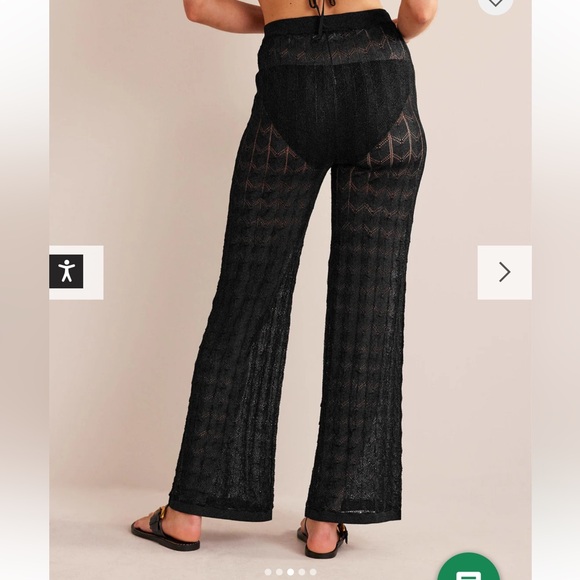 Boden Black Knit Sheer Resort Pants NWT Size 10 Beach Cover Up Wide Leg - Picture 2 of 12